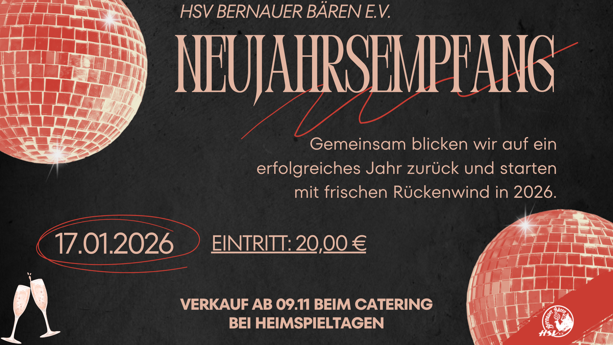 Red Black Simple New Year's Eve Party Poster 1